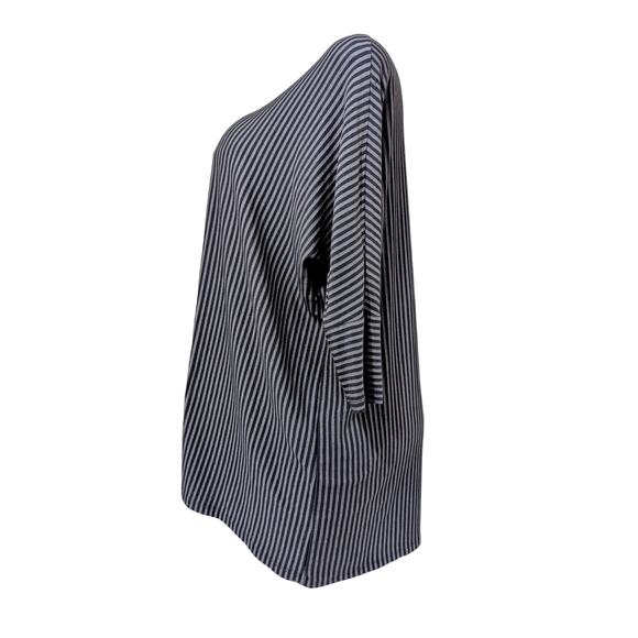 Comfy USA Gray Striped Oversized Modal Blend Tunic Top Size Small Made in USA - Picture 2 of 8